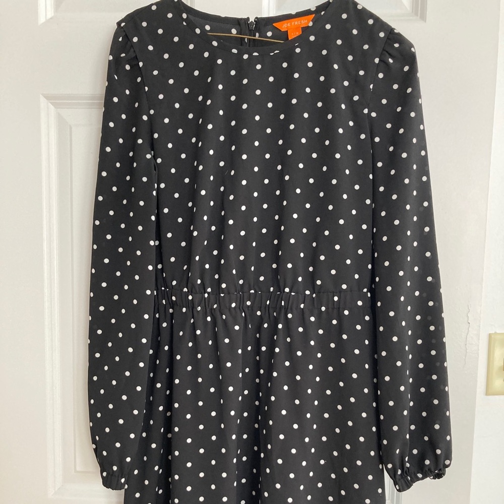 Black Polka Dot Mini Dress with Ruffled Bottom